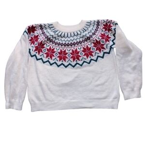 NEW Christmas Sweater Cropped Nordic Fair Isle Knit XXL Holiday  Pullover